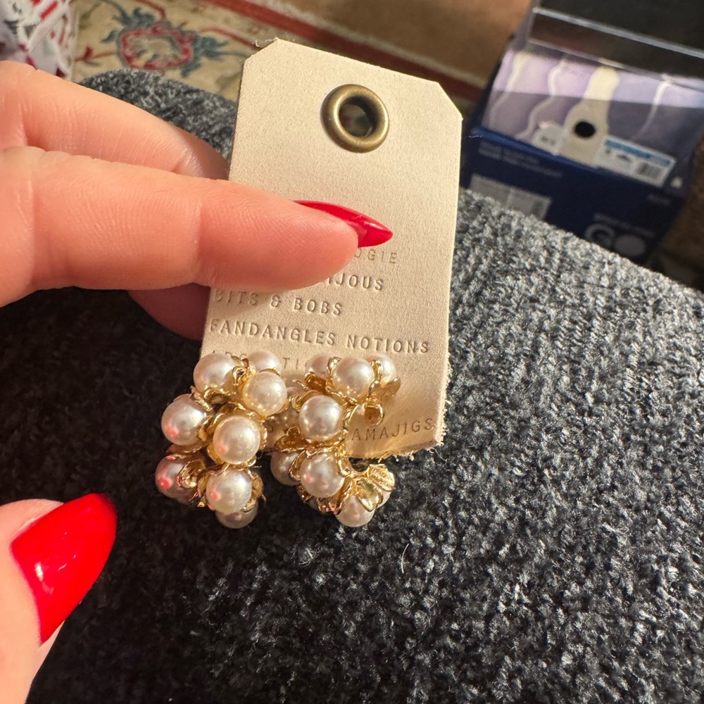 Anthropologie Gold and Pearl Earrings